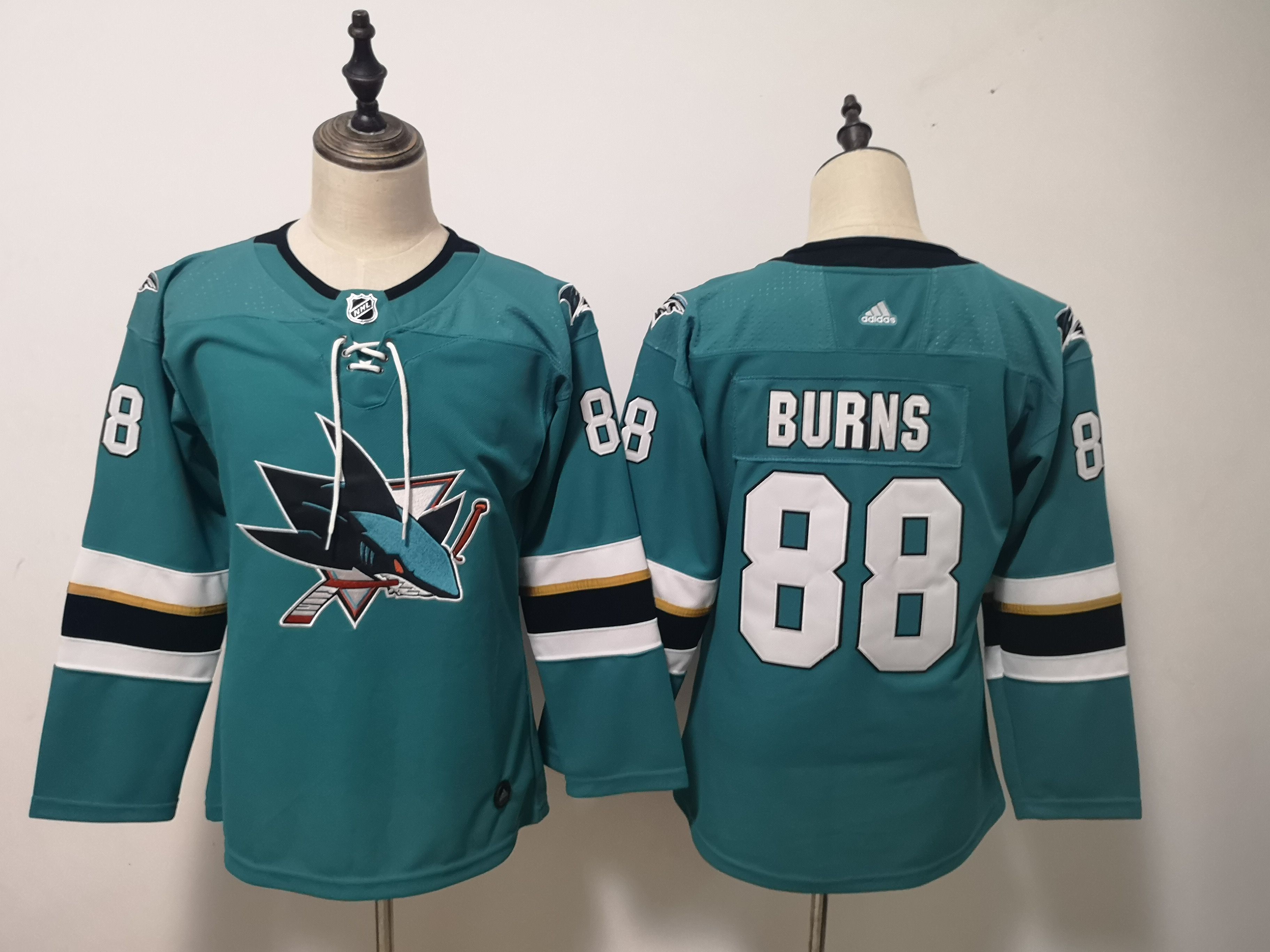 Women San Jose Sharks #88 Burns Green Adidas Stitched NHL Jersey